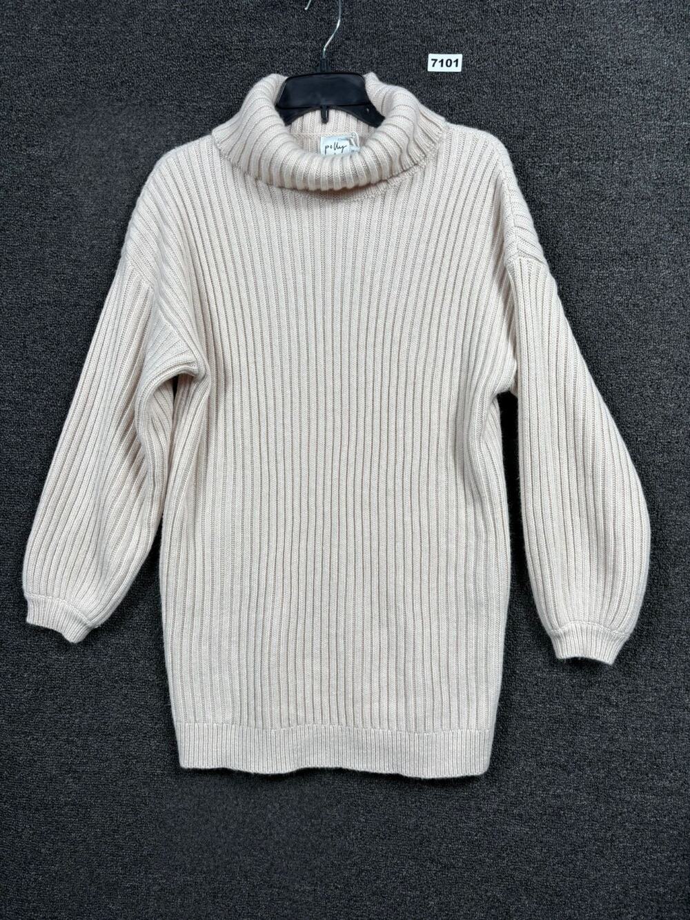 Princess Polly Knit Turtleneck Sweater Womens Size XS/S Light Beige Oversized